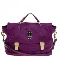 Mulberry Purple Croc Embossed Leather Tillie Satchel
