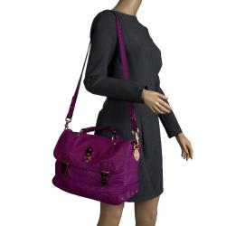 Mulberry Purple Croc Embossed Leather Tillie Satchel