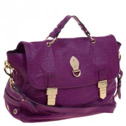 Mulberry Purple Croc Embossed Leather Tillie Satchel