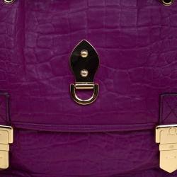 Mulberry Purple Croc Embossed Leather Tillie Satchel