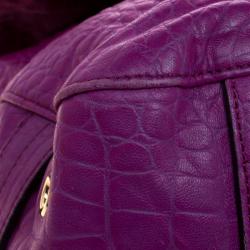 Mulberry Purple Croc Embossed Leather Tillie Satchel