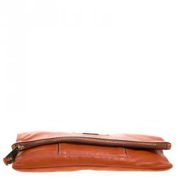 Pre Owned Mulberry Orange Leather Daria Fold-over Clutch 