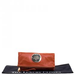 Pre Owned Mulberry Orange Leather Daria Fold-over Clutch 