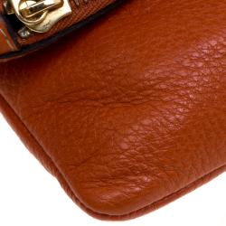 Pre Owned Mulberry Orange Leather Daria Fold-over Clutch 