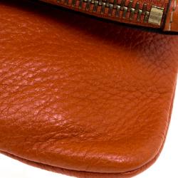 Pre Owned Mulberry Orange Leather Daria Fold-over Clutch 