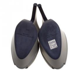 Narciso Rodriguez Grey Leather Peep Toe Clogs Size 37.5