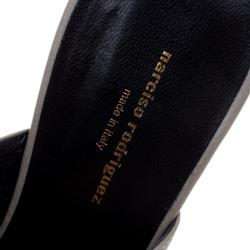 Narciso Rodriguez Grey Leather Peep Toe Clogs Size 37.5