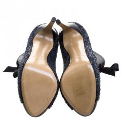 Nicholas Kirkwood Two Tone Sequined and Mesh Peep Toe Booties Size 37
