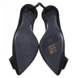 Pre Owned Nicholas Kirkwood Black Suede and Mesh Hexagon Embellished Pumps Size 35.5