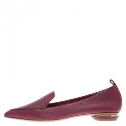 Nicholas Kirkwood Red Textured Leather Beya Pointed Toe Loafers Size 38.5