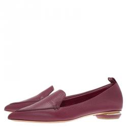 Nicholas Kirkwood Red Textured Leather Beya Pointed Toe Loafers Size 38.5