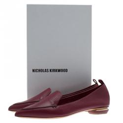 Nicholas Kirkwood Red Textured Leather Beya Pointed Toe Loafers Size 38.5
