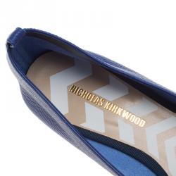 Pre Owned Nicholas Kirkwood Blue Textured Leather Beya Pointed Toe Loafers Size 40.5