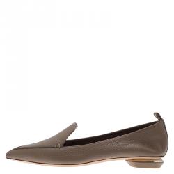 Nicholas Kirkwood Brown Textured Leather Beya Pointed Toe Loafers Size 36.5