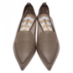Nicholas Kirkwood Brown Textured Leather Beya Pointed Toe Loafers Size 36.5