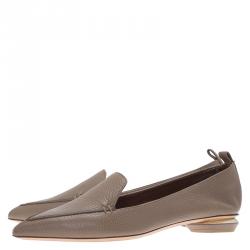 Nicholas Kirkwood Brown Textured Leather Beya Pointed Toe Loafers Size 36.5