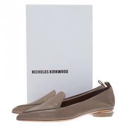 Nicholas Kirkwood Brown Textured Leather Beya Pointed Toe Loafers Size 36.5
