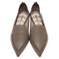 Pre Owned Nicholas Kirkwood Brown Textured Leather Beya Pointed Toe Loafers 38.5