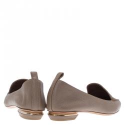 Pre Owned Nicholas Kirkwood Brown Textured Leather Beya Pointed Toe Loafers 38.5