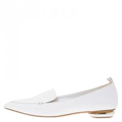 Nicholas Kirkwood White Beya Leather Pointed Toe Flats Size 36.5