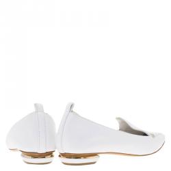 Nicholas Kirkwood White Beya Leather Pointed Toe Flats Size 36.5