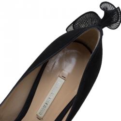 Pre Owned Nicholas Kirkwood Black Suede Ruffle Trimmed Platform Pumps Size 38