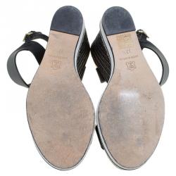 Pre Owned Nicholas Kirkwood Black Leather Leda Espadrille Wedges Size 37.5