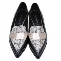Pre Owned Nicholas Kirkwood Black Snake Embossed Leather Platino Strap Loafers Size 39