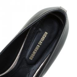 Pre Owned Nicholas Kirkwood Black Snake Embossed Leather Platino Strap Loafers Size 39