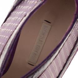 Nicholas Kirkwood Purple Suede and Mesh Lace Up Ankle Boots Size 39