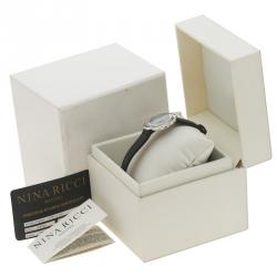 Pre Owned Nina Ricci Black Mother of Pearl Diamond Stainless Steel NR073001 Women's Wristwatch 32MM