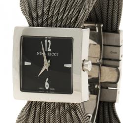 Pre Owned Nina Ricci Black Silver Stainless Women's N019.12 Quartz Watch 24mm