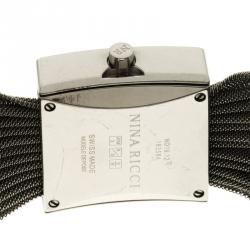 Pre Owned Nina Ricci Black Silver Stainless Women's N019.12 Quartz Watch 24mm