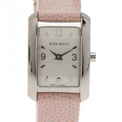 Nina Ricci Classic Quartz Stainless Steel Pink Leather Womens Watch 19 ...