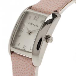 Pre Owned Nina Ricci Classic Quartz Stainless Steel Pink Leather Womens Watch 19 mm