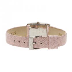 Pre Owned Nina Ricci Classic Quartz Stainless Steel Pink Leather Womens Watch 19 mm