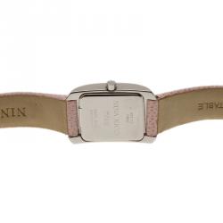 Pre Owned Nina Ricci Classic Quartz Stainless Steel Pink Leather Womens Watch 19 mm