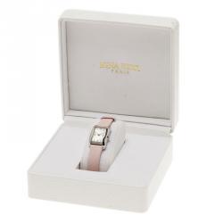 Pre Owned Nina Ricci Classic Quartz Stainless Steel Pink Leather Womens Watch 19 mm