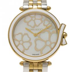 Pre Owned Nina Ricci Mother of Pearl Gold-Plated Stainless Steel Classic Women's Wristwatch 36MM