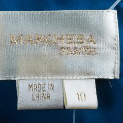 Pre Owned Notte By Marchesa Blue Embellished Gown L