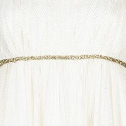 Pre Owned توب ماركيزا كتف ساقط نوتي كريمي وجليتر L