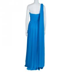 مملوكة مسبقًا Notte By Marchesa Blue Embellished Silk Gown M