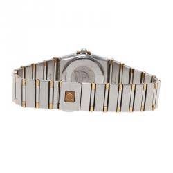 Pre Owned Omega White Stainless Steel and 18K Yellow Gold Constellation 6014 Women's Wristwatch 22.5MM
