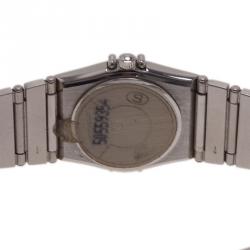 Pre Owned Omega Cream Stainless Steel and 18K White Gold Constellation 6168 Women's Wristwatch 23MM