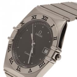 Pre Owned Omega Black Stainless Steel Constellation Women’s Wristwatch 33MM