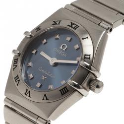 Pre Owned Omega Blue Mother of Pearl Stainless Steel Constellation My Choice Women's Wristwatch 22MM