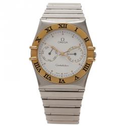 Pre Owned Omega White Stainless Steel and 18k gold Constellation Women's Wristwatch 32MM