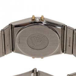 Pre Owned Omega White Stainless Steel and 18k gold Constellation Women's Wristwatch 32MM