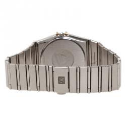 Pre Owned Omega White Stainless Steel and 18k gold Constellation Women's Wristwatch 32MM