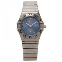 Pre Owned Omega Blue Stainless Steel Constellation My Choice Women's Wristwatch 26MM